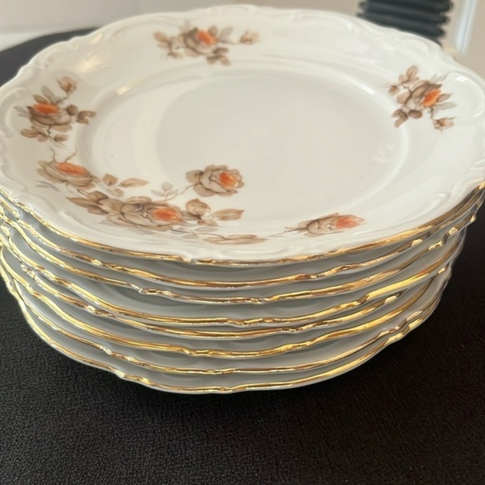 Vintage Bundle of 8 pcs Dessert plates Norway Rose by MITTERTEICH